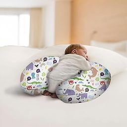 TILLYOU Breast Feeding Baby Pillow with Detachable Velvet Cover | Feeding Pillow for New Born Baby |Infant Support for Baby and Mom Cradle with Velvet Cover (Croco)-5