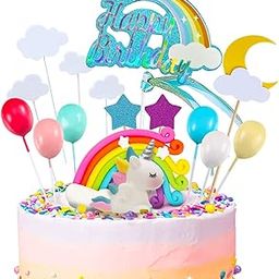 Party Propz Unicorn Cake Topper Kit -20Pcs(Multicolored) Rainbow Happy Birthday Cake Decoration for Kid | Cake Toppers For Cake Decoration | Happy Birthday Cake Topper | Cake Decoration Items-19