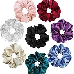 TASU Classic Satin Silk Scrunchies For Women And Girls Set Of 8 Scrunchie for Less Hair fall Hairbands Rubber Band Scrunchies For Girls Best Gift For Mom, Sister And Girlfriend, Multi-14
