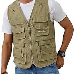Men's Fishing Vest Casual Utility Travel Safari Cargo Outdoor Work Photo Fly Vest Jacket with Multi Pockets-image-28