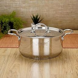 Sumeet Stainless Steel Induction Bottom (Encapsulated Bottom) Casserole With S.S Lid 5 Ltr, 24 Cm Dia, Silver, 5000Ml-image-86