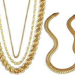 Gold Plated Chain Necklace Set for Men/Boys(Pack of 4)-image-51