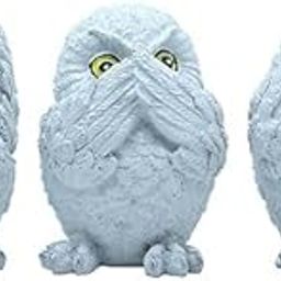 Livre Riche HANDICRAFTS Three Wise Owls Decorative Figurines ? 5 Inch White Resin Statues ? See No Evil, Speak No Evil, Hear No Evil ? Handmade Animal Figurines for Decor-image-53