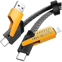 CHICXTRA 4 in 1 Metal Alloy Ports 65W Multi Charging Cable Cord | Ultra Fast Charge & Data Sync & Transfer | Supporting Thunderbolt, Type C, Lightning, Type A for All iPhones, Tablets & Laptop-image-45