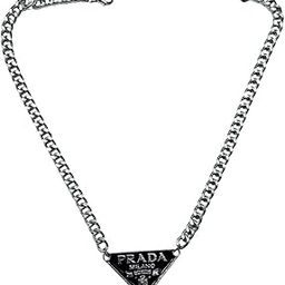 Men’s Chain Pendant with Triangle PRADA-Inspired Pendant | Stylish Silver-Tone Chunky Chain for Casual & Streetwear Fashion-image-47