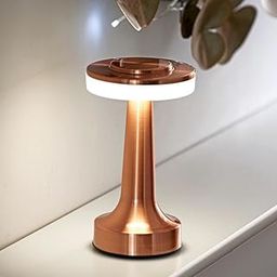 Niyanta USB Rechargeable Touch Bedside Lamp Night Light | Table Night Lamp for Bedroom | Side Table Lamps for Home Decoration Office Study Side Lamp (Rose Gold Ring Lamp)-13