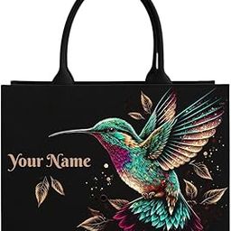 "Nixastyle Custom Tote Bag with Name – Personalized Hummingbird Canvas Bag – Reusable Eco-Friendly Tote for Women, Gift for Her, Customizable Shopping Bag (Black)" (Size-40L x 15W x 30H cm)-image-13