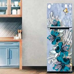 WallDaddy Fridge Stickers & Wall Stickers, Beautiful Fridge Decorative Sticker Wallpaper Poster (PVC Vinyl) Large Size (60x160 cm) (Puppy Blue Flower), Self-Adhesive-image-91