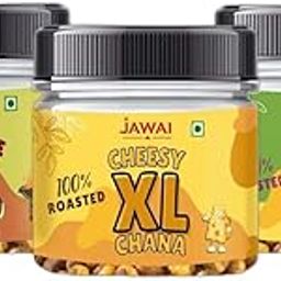 JAWAI XL CHANA COMBO | Cheesy + Cream And Onion + Smoky Barbeque | Mahabhaleshwar Chana | Gluten Free | 100% Roasted Chana | Protein Rich | Healthy Munching | Pack of 3 (100grams *3)-image-2