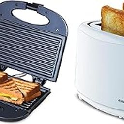 Bajaj ATX 4 750-Watt Pop-up Toaster, White & SWX 4 Deluxe 800-Watt 2-Slice Grill Sandwich Maker, Black-image-58