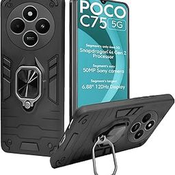 A rtistque Armor Bumper Back Case Cover for Mi Redmi A4 5G / Mi Redmi 14C 5G / Poco C75 5G | Stylish Ring Holder & Inbuilt Stand | Shockproof TPU Protective Design | 360 Degree | Back Cover - Black-image-16