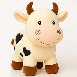 SNOWBILL Plush Cow Toy – Soft Stuffed Animal with Heart-Shaped Spots – Cuddly Gift for Baby Boys & Girls – Cute Hugging Cow Doll (Cream)-14