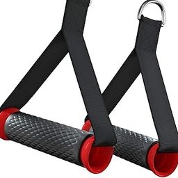 Fitness Gali Exercise Cable Machine Handles, Nylon Resistance Band Grips, Black and Red Workout Stirrup Attachments for Gym Training-picture-12