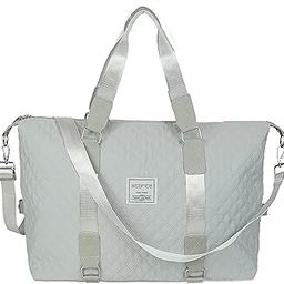 Nylon 47 Cm Multi-Purpose Travel Duffle Bag for Women with Separate Dry and Wet Pocket, Lightweight Waterproof Luggage Bag (Grey, 47 x 18 x 34 Cm)-image-96