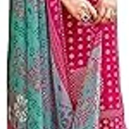 Women's Unstitched Mirror Work Bandhani Print Pure Cotton Salwar Suit Dress Materials with Chiffon Printed Dupatta-8