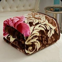 Bezzilish Home Cloudy Super Soft Fabric Floral Printed Mink Heavy Duty Luxury Ultra 2 Ply Double Bed Blanket 6 Kg for Heavy Winters with English Colors & Stylish Bag Packing, Multicolor, 300 TC-2