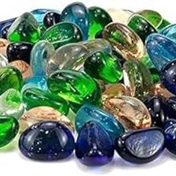 Decorative Pebbles |Glossy Marble| Decorative Stone | Multicolored Glass Stone for Vasecase Fillers Aquarium Fillers Flower Pot Decoration Table Decoration Home Decoration 25 Pcs-image-56