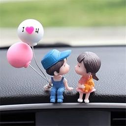 Car Decoration Cute Cartoon Couples Action Figurines Balloon Ornament Auto Interior Dashboard Accessories For Girls Gifts Material Resin, Blue, 2 Balloons, 6 Adhesives, 1 Boy Doll & 1 Girl Doll, 9 Cm-picture-32
