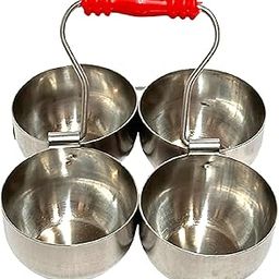 Dynore Stainless Steel Silver 4 in 1 Pachpal/Chowpala/Chowpali/Haldi Kumkum- Set of 1 Pcs-image-40