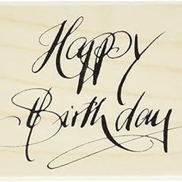 Rayher "Happy Birthday Wooden Stamp, Beige, 6 x 8 cm-image-1