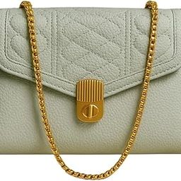 Mint Green Quilted Leather Flap Bag � Gold Chain Designer Handbag for Women-image-23