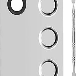 Beauté Secrets Cosmetic Makeup Palette, Premium Stainless Steel Metal Rectangle Makeup Mixing Palette with Spatula Artist Tool for Mixing Foundation/Eye Shadow/Eyelash/Lipsticks/Nail Art, Silver-33