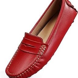 Women's Classic Comfort Leather Penny Loafers Casual Slip-Ons Lightweight Walking Flats Driving Mocs Boat Shoes-image-66