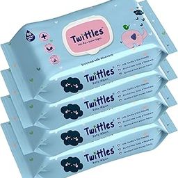 Twittles 99% Pure Water Soft Cleansing Baby Wipes With Lid | Enriched with Aloe Vera, Almond Oil, Daisy & Vitamin E | Rash & Germ Protection | Alcohol Free | 80wipes*4 Pack-image-65