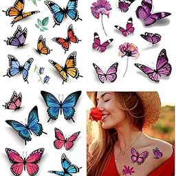 Ahamo 3D Butterfly Temporary Body Tattoos Stickers - 12 Unique Designs | Face Stickers for Women, Kids | Waterproof Eye Tattoos for Makeup, Aesthetic Party, Festival Decoration-47
