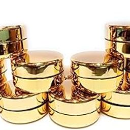 SHREE MAHA 10 Gram Empty Cosmetic Container, Acrylic San Jar Transparent Cosmetic Container for Lip Balms, Lip Scrubs, Body Butters, Eyeshadow, Makeup & DIY beauty products color-Golden [ 12 PCS ]-image-4