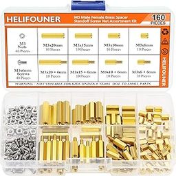 160 Pieces M3 Male Female Hex Brass Spacer Standoff Screw Nut Assortment Kit-image-28