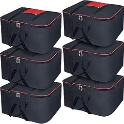 LAVIKRAFTS Nylon Big Underbed Moisture Proof Storage Bag with Zippered Closure and Handle (Black, 54x46x28cm) Rectangular (6 pcs)-29