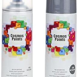 Cosmos Paints Clear Lacquer and Matt Light Grey Spray Paints Combo Pack (400ML-2 Pcs)-13