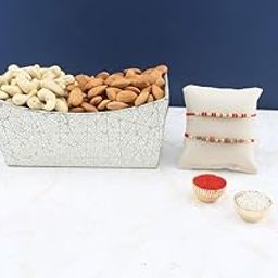 SFU E Com Set Of 2 Rakhi With Dry Fruit Hamper For Rakshabandhan Gift | Dry Fruit And Rakhi For Brother | Dry Fruit Basket Hamper | 110-49