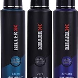 KILLER Men's Pack of 3 Deodorants Spray-56