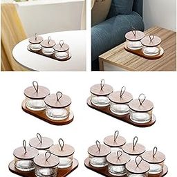 THE STYLE SUTRA Wooden Snack Serving Tray Split Glass Fruit Tray for Fruit Nuts Snacks 2 Grid-12