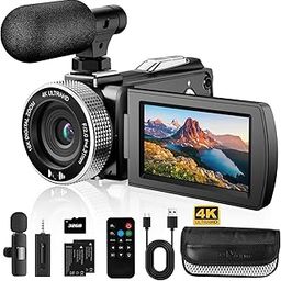 4K Video Camera Camcorder 60FPS 48MP Vlogging Camera YouTube with Wireless Lavalier Microphone, Kids Video Camera, 18X Zoom 3 Inch Screen Camera Recorder with Remote Control, 2 Batteries, 32GB Card-3