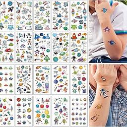 TecoKart® 20 Sheets Temporary Tattoo Stickers for Kids, Waterproof Spaceman and Astronaut Tattoos for Boys and Girls Fun Party Body Decoration-31