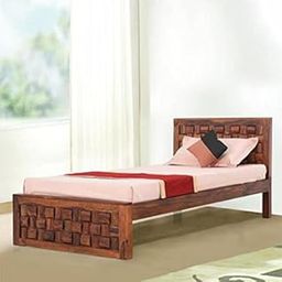 Rajasthali Furniture Woodcrony Sheesham Wood Bed for Bedroom | Single Bed Without Storage | Brown Finish Solid Wood Single Bed | Natural Finish-picture-10