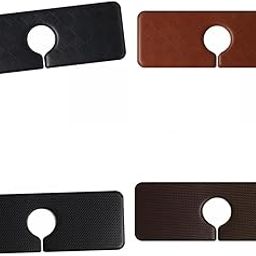 ATORSE Waterproof Faucet Absorbent Mat Washable for Kitchen Black+Brown-image-4