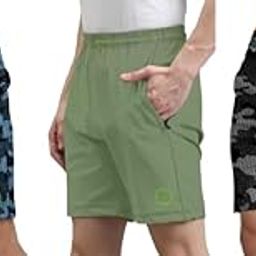 Shine N Show Men's Cotton Blend Stylish, Solid Regular Fit Shorts (MultiBlue/Pista/MultiGrey)(Pack of 3)-image-31