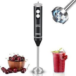 Inalsa Stainless Steel Electric Hand Blender with 450W Powerful DC Motor|Variable & Turbo Speed|Super Silent|Ultra Sharp SS Blade & Detachable Stem|Chop-Robot Inox 450 SS, Black And Silver-0