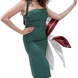 Solid Color Halter Neck one Piece | Sleeveless Stretch Fit | Ideal for Casual Wear, or Night Out Fitted Draped Dress (Midi Length | Desk-to-Dinner)-image-13