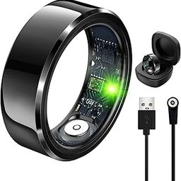 Twievo Smart Ring, Fitness Tracker Ring with Charging Case, IP68 Waterproof, Heart Rate, Blood Oxygen, Sleep Tracker, No App Subscription-Compatible with Android 6.0+ and iOS 11.0 (Black, 10#)-picture-1