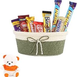 SFU E Com Tie Shape Basket With Wonderfull Chocolates | Valentine Love Teddy Bear With Chocolate Combo | Valentine Chocolate Hamper | 336-22