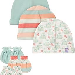 Baby Boys and Girls Cotton Infant Cap and Mitten Sets Pack of 3-image-7