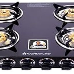 Wonderchef Ultima 4 Burner Manual Glass Cooktop | 6mm | Stainless Steel Drip tray | Anti-Skid Legs | Large Pan support | Manual Ignition | 360 degree Revolving Nozzle | 2 Year Warranty | Black-image-11