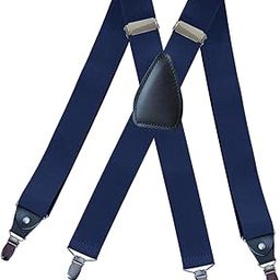 Men's Suspenders Elastic Straps Solid Heavy Duty 4 Clips Adjustable Unisex Dark Blue | Clothing Shoes & Accessories | Mens Accessories | Suspenders Braces-image-72