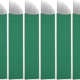 Ubervia 50pcs Microblading Needles 14 pins Permanent Makeup Eyebrows Tattoo Needles Blades (Green)-image-64