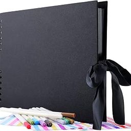 DIY Scrapbook Album Black Spiral Photo Book for A4 Couple Special, Anniversary & Family Memories with Graduations Album Memory Photo Album Color Stickers, Color Pen, 80-Page/40 Sheet-30